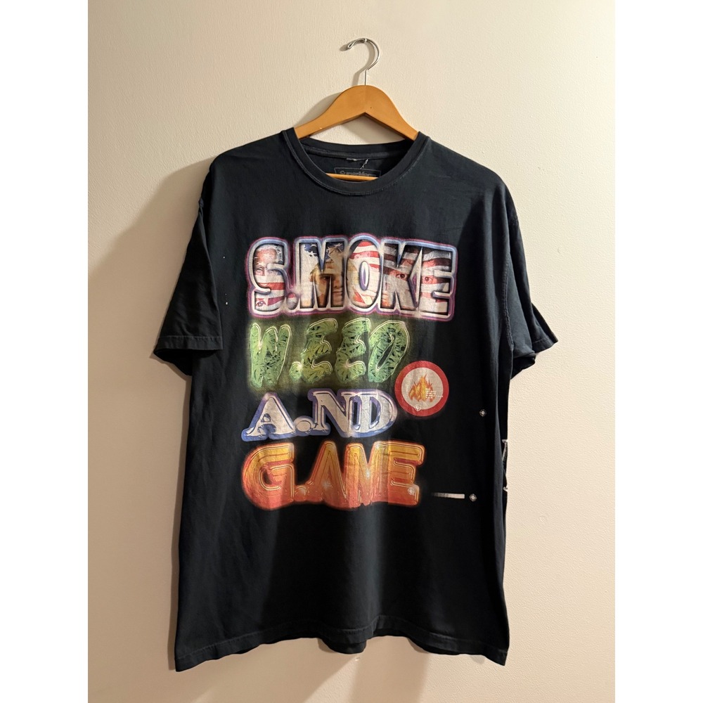 SuperMega Mart Collection 1 Smoke Weed and Game Goose Graphic T-Shirt Black XL